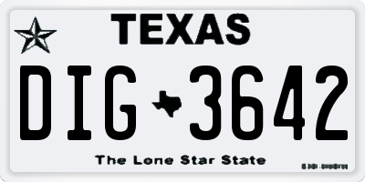 TX license plate DIG3642