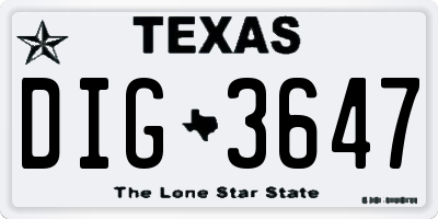 TX license plate DIG3647