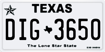 TX license plate DIG3650
