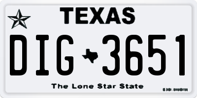 TX license plate DIG3651