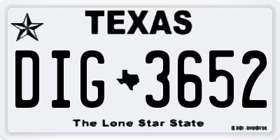 TX license plate DIG3652