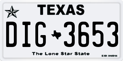 TX license plate DIG3653