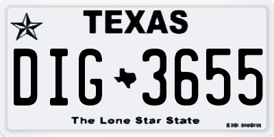 TX license plate DIG3655