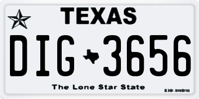 TX license plate DIG3656