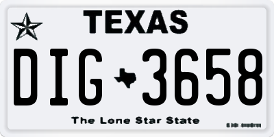 TX license plate DIG3658