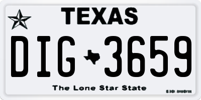 TX license plate DIG3659
