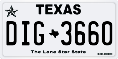TX license plate DIG3660