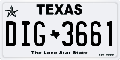 TX license plate DIG3661
