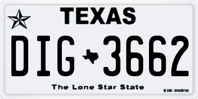 TX license plate DIG3662
