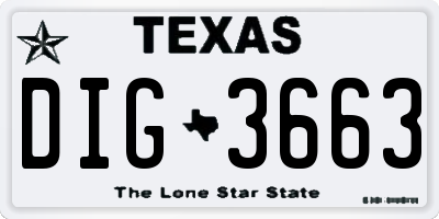 TX license plate DIG3663