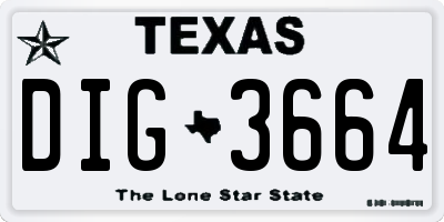 TX license plate DIG3664