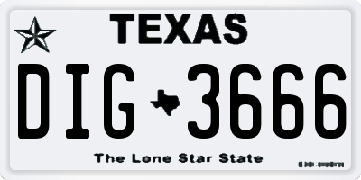 TX license plate DIG3666