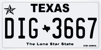 TX license plate DIG3667