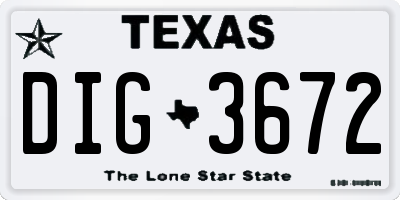 TX license plate DIG3672