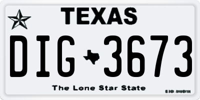 TX license plate DIG3673