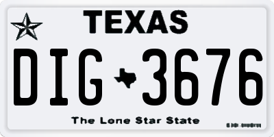 TX license plate DIG3676