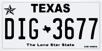 TX license plate DIG3677