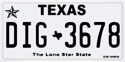 TX license plate DIG3678