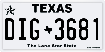 TX license plate DIG3681