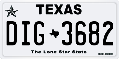 TX license plate DIG3682