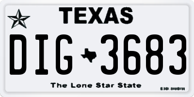 TX license plate DIG3683