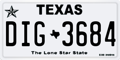 TX license plate DIG3684