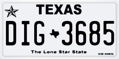 TX license plate DIG3685