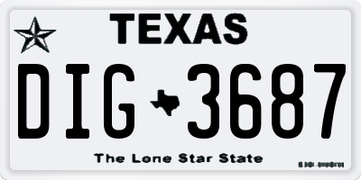 TX license plate DIG3687