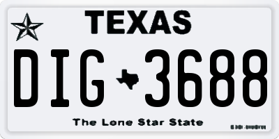 TX license plate DIG3688