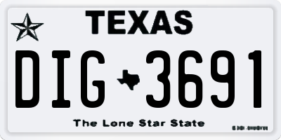 TX license plate DIG3691