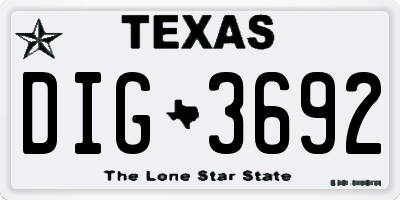 TX license plate DIG3692