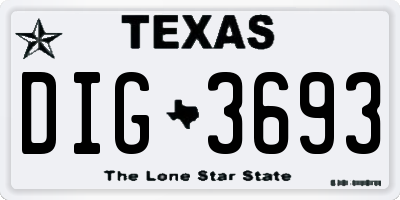 TX license plate DIG3693