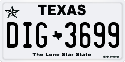 TX license plate DIG3699