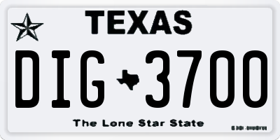 TX license plate DIG3700