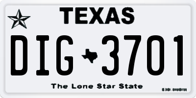 TX license plate DIG3701
