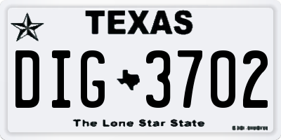 TX license plate DIG3702