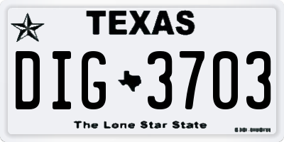 TX license plate DIG3703