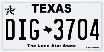 TX license plate DIG3704