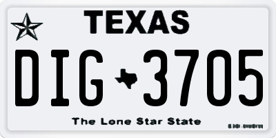 TX license plate DIG3705