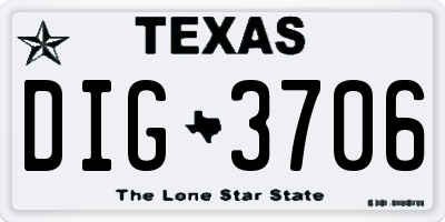 TX license plate DIG3706
