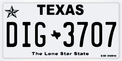 TX license plate DIG3707