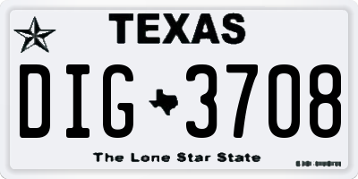 TX license plate DIG3708