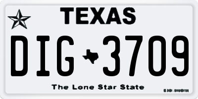TX license plate DIG3709