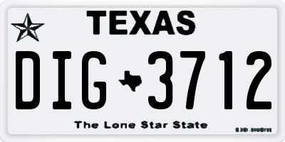 TX license plate DIG3712