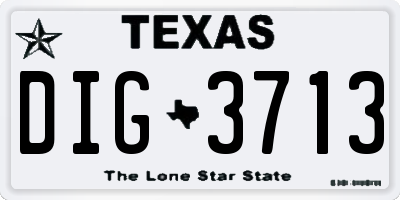 TX license plate DIG3713