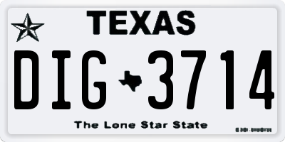 TX license plate DIG3714
