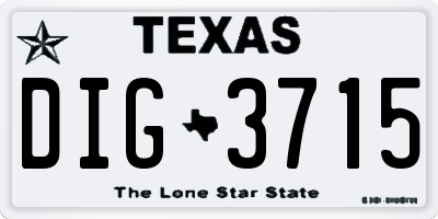 TX license plate DIG3715