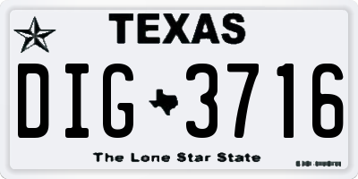 TX license plate DIG3716