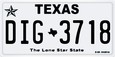 TX license plate DIG3718