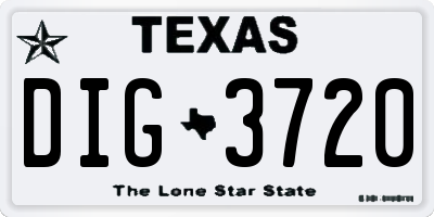TX license plate DIG3720
